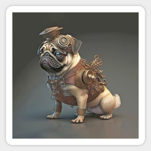 Steampunk Pug Dog Sticker